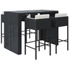 Image de vidaXL Ensemble bar de jardin 5 pièces avec coussins noir Poly rotin