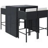 Image de vidaXL Ensemble bar de jardin 5 pièces avec coussins noir Poly rotin