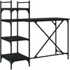 Image de vidaXL Table d'ordinateur avec étagère noire 120x47x109 cm