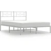 Image de vidaXL Cadre de lit avec tête de lit en métal blanc 120x190 cm