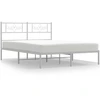 Image de vidaXL Cadre de lit avec tête de lit en métal blanc 140x190 cm