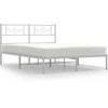 Image de vidaXL Cadre de lit avec tête de lit en métal blanc 150x200 cm