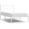 Image de vidaXL Cadre de lit avec tête de lit en métal blanc 90x200 cm