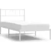 Image de vidaXL Cadre de lit avec tête de lit en métal blanc 100x190 cm