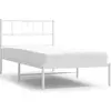 Image de vidaXL Cadre de lit avec tête de lit en métal blanc 100x200 cm