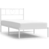 Image de vidaXL Cadre de lit avec tête de lit en métal blanc 107x203 cm