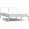 Image de vidaXL Cadre de lit avec tête de lit en métal blanc 140x200 cm