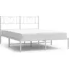 Image de vidaXL Cadre de lit avec tête de lit en métal blanc 150x200 cm