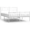 Image de vidaXL Cadre de lit avec tête et pied de lit en métal blanc 150x200 cm