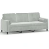 Image de vidaXL Canapé 3 places avec coussins décoratifs gris clair 180 cm velours