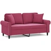 Image de vidaXL Canapé 2 places avec coussins décoratifs rouge vin 140 cm velours