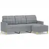 Image de vidaXL Canapé 3 places avec pouf gris clair 180 cm Tissu