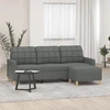 Image de vidaXL Canapé 3 places avec pouf gris foncé 180 cm Tissu