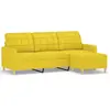 Image de vidaXL Canapé 3 places avec pouf jaune clair 180 cm Tissu