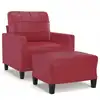 Image de vidaXL Fauteuil avec pouf vin rouge 60 cm similicuir