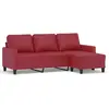 Image de vidaXL Canapé 3 places avec pouf vin rouge 180 cm similicuir