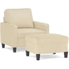 Image de vidaXL Fauteuil avec pouf Crème 60 cm Tissu