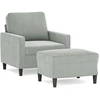 Image de vidaXL Fauteuil avec pouf gris clair 60 cm velours