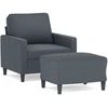 Image de vidaXL Fauteuil avec pouf gris foncé 60 cm velours