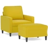 Image de vidaXL Fauteuil avec pouf jaune 60 cm velours
