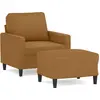 Image de vidaXL Fauteuil avec pouf Marron 60 cm Velours