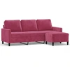 Image de vidaXL Canapé 3 places avec pouf vin rouge 180 cm velours