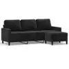 Image de vidaXL Canapé 3 places avec pouf noir 180 cm velours