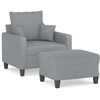 Image de vidaXL Fauteuil avec pouf gris clair 60 cm Tissu