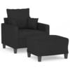Image de vidaXL Fauteuil avec pouf Noir 60 cm Tissu