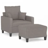Image de vidaXL Fauteuil avec pouf Taupe 60 cm Tissu