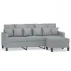 Image de vidaXL Canapé 3 places avec pouf gris clair 180 cm Tissu