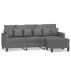 Image de vidaXL Canapé 3 places avec pouf gris foncé 180 cm Tissu