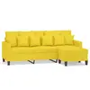 Image de vidaXL Canapé 3 places avec pouf jaune clair 180 cm Tissu