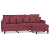 Image de vidaXL Canapé 3 places avec pouf vin rouge 180 cm Tissu