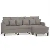 Image de vidaXL Canapé 3 places avec pouf Taupe 180 cm Tissu