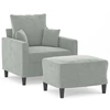 Image de vidaXL Fauteuil avec pouf gris clair 60 cm velours