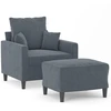 Image de vidaXL Fauteuil avec pouf gris foncé 60 cm velours