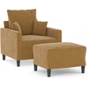Image de vidaXL Fauteuil avec pouf Marron 60 cm Velours