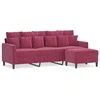 Image de vidaXL Canapé 3 places avec pouf vin rouge 180 cm velours