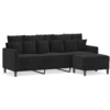 Image de vidaXL Canapé 3 places avec pouf noir 180 cm velours