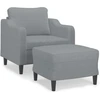 Image de vidaXL Fauteuil avec pouf gris clair 60 cm Tissu