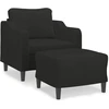 Image de vidaXL Fauteuil avec pouf Noir 60 cm Tissu