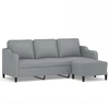 Image de vidaXL Canapé 3 places avec pouf gris clair 180 cm Tissu