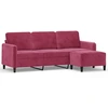 Image de vidaXL Canapé 3 places avec pouf vin rouge 180 cm velours