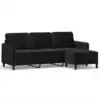 Image de vidaXL Canapé 3 places avec pouf noir 180 cm velours