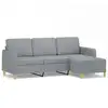 Image de vidaXL Canapé 3 places avec pouf gris clair 180 cm Tissu