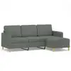 Image de vidaXL Canapé 3 places avec pouf gris foncé 180 cm Tissu