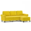 Image de vidaXL Canapé 3 places avec pouf jaune 180 cm velours