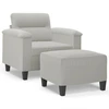Image de vidaXL Fauteuil avec pouf gris clair 60 cm Tissu microfibre