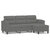 Image de vidaXL Canapé 3 places avec pouf gris foncé 180 cm Tissu microfibre